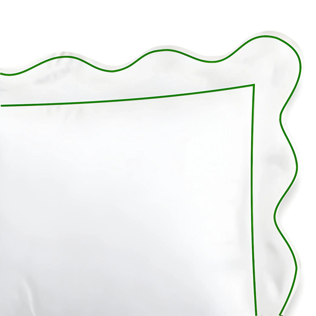 400TC Cotton Scallop Embroidery & Border Sateen Solid Duvet Cover Set PushpLinen