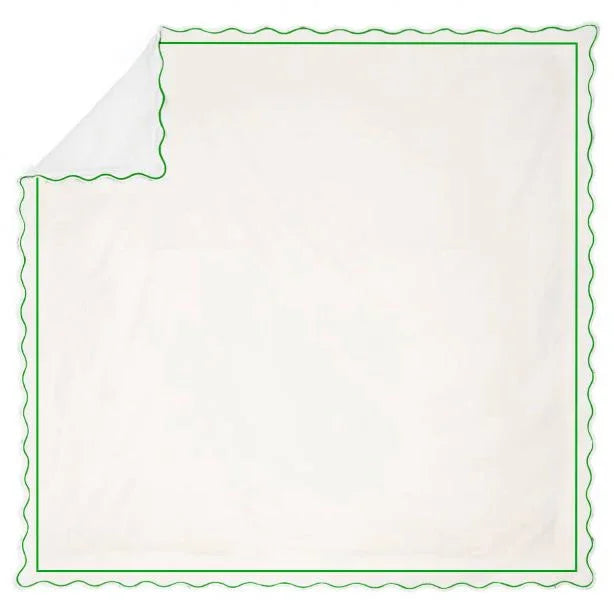 400TC Cotton Scallop Embroidery & Border Sateen Solid Duvet Cover Set PushpLinen