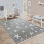 Stars Rug Kids for Nursery In Grey White Pastel Colors RugYourHome