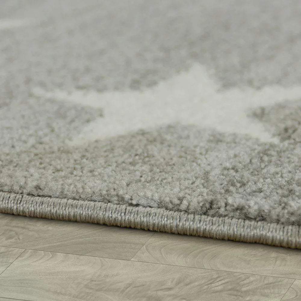 Stars Rug Kids for Nursery In Grey White Pastel Colors RugYourHome