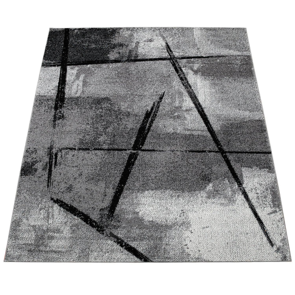 Grey Black Area Rug Mondial with Abstract Paint Effect RugYourHome