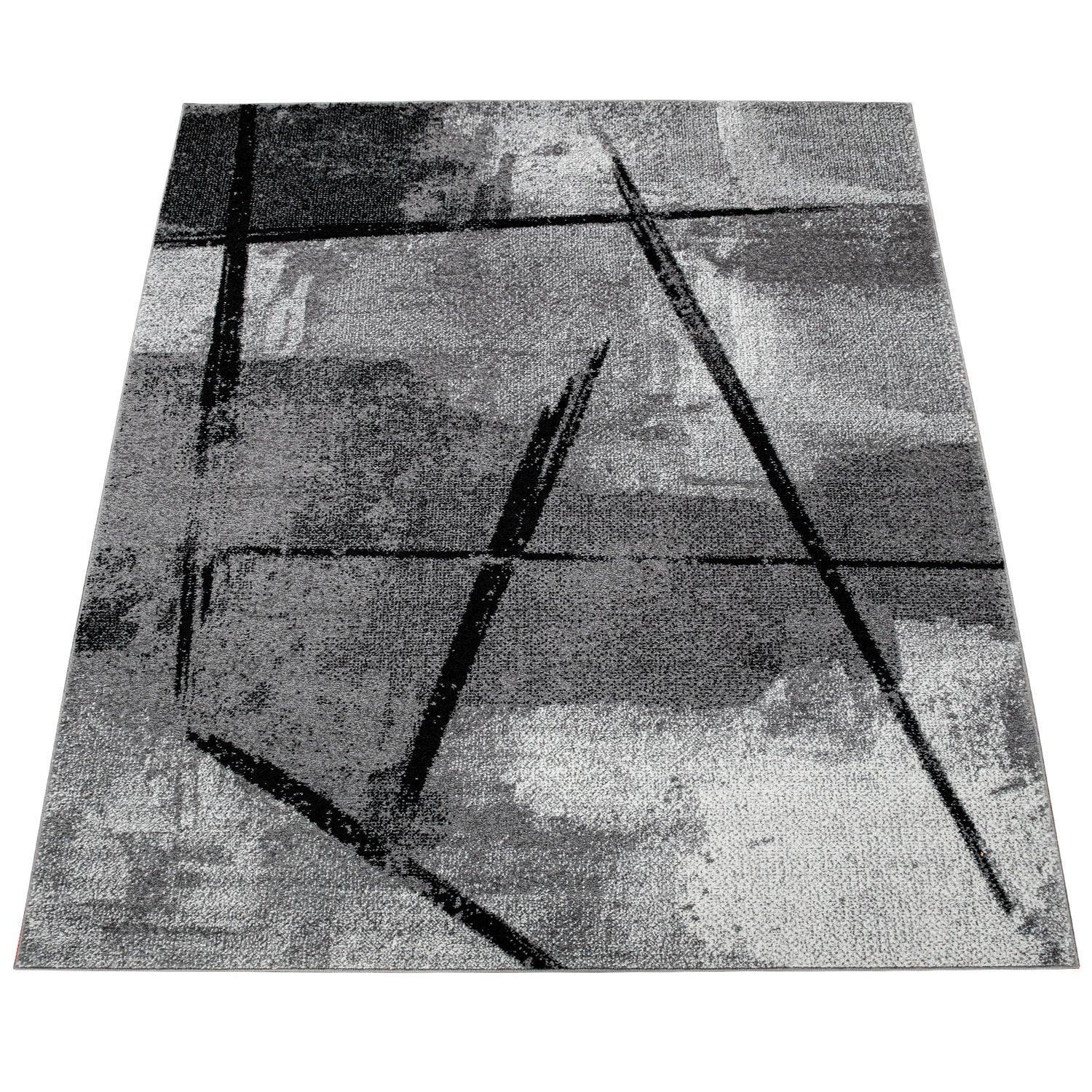 Grey Black Area Rug Mondial with Abstract Paint Effect RugYourHome