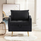 Upholstered Ottoman Chair - Tufted Grey Storage, angled view - House Of Avana