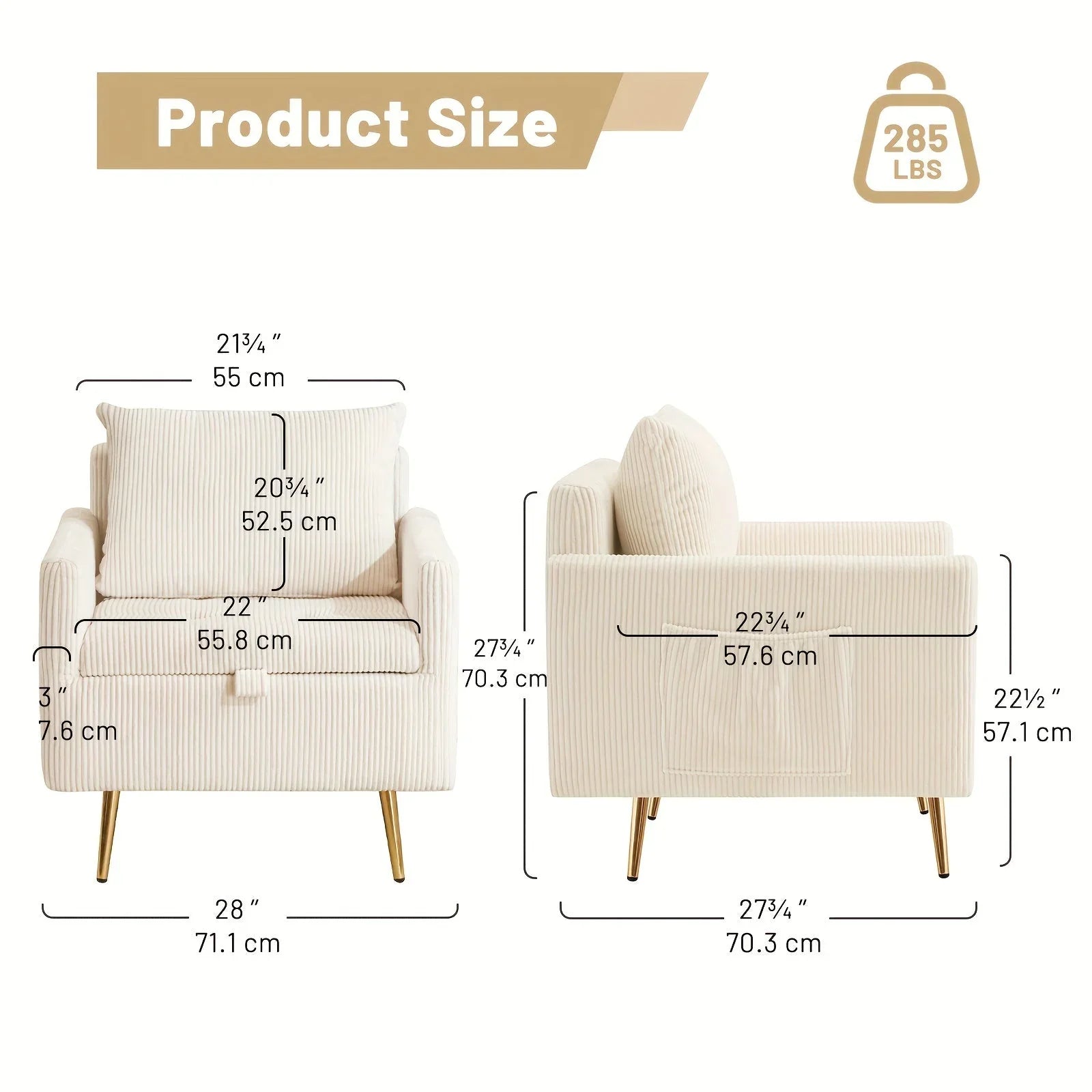 Upholstered Ottoman Chair - Tufted Grey Storage, detail shot - House Of Avana