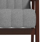 Accent Chair - Grey Tufted Wooden Legs, angled view - House Of Avana