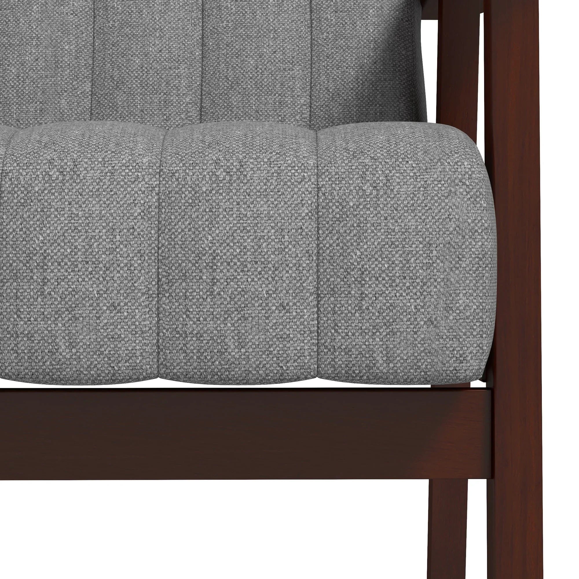 Grey fabric accent chair with tufted upholstery and wood legs - House of Avana
