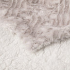 DaDalogy Bedding Lavender Grey Faux Fur Throw Blanket - Dreamy Geometric Embossed Sherpa Backside - Super Soft Warm Cozy Plush Fluffy DaDalogy Bedding Collection