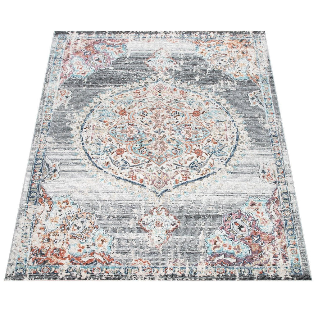 Grey Indoor & Outdoor Rug for Balcony Oriental Pattern, top view - House Of Avana
