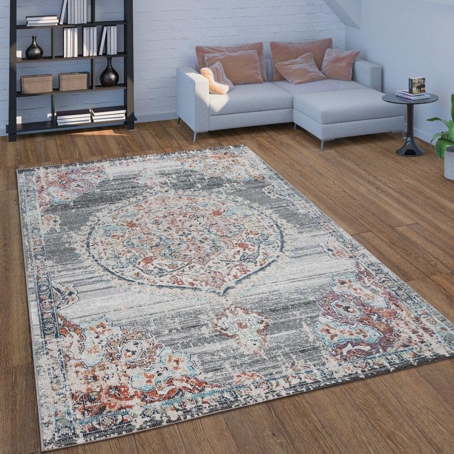 Grey Indoor & Outdoor Rug for Balcony Oriental Pattern RugYourHome