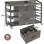 Grey Printer Stand Bookcase Power Station Mobile Office File Cabinet