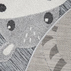 Round Kids Rug Lilo Cute Zoo Animals - Grey - House Of Avana
