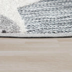 Round Kids Rug Lilo Cute Zoo Animals - Grey, lifestyle image - House Of Avana