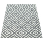 Area Rug Stella Moroccan Diamond Pattern - Pastel Grey White - House Of Avana