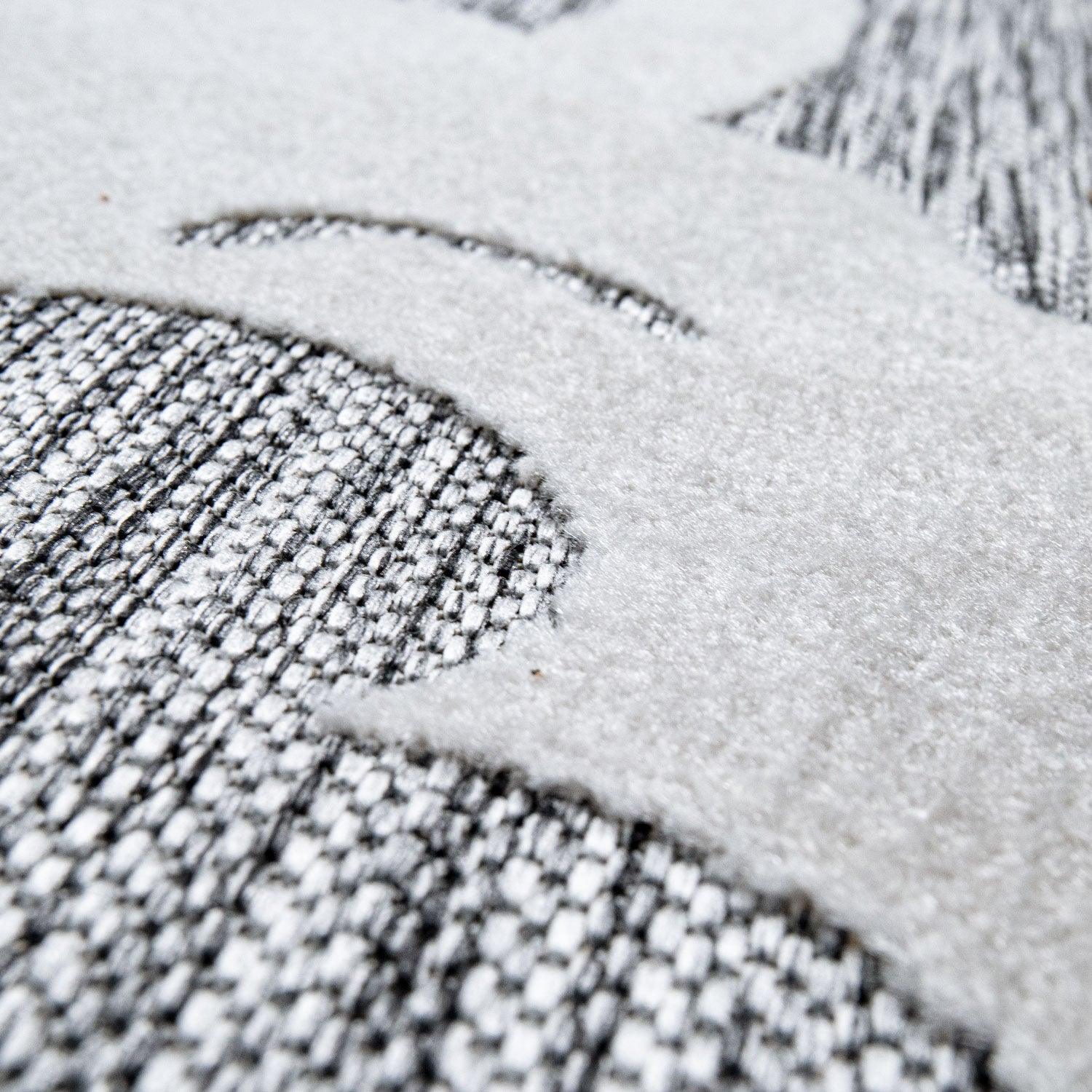 Kids Rug Lilo with Cute Llama Motif - Grey White, detail shot - House Of Avana