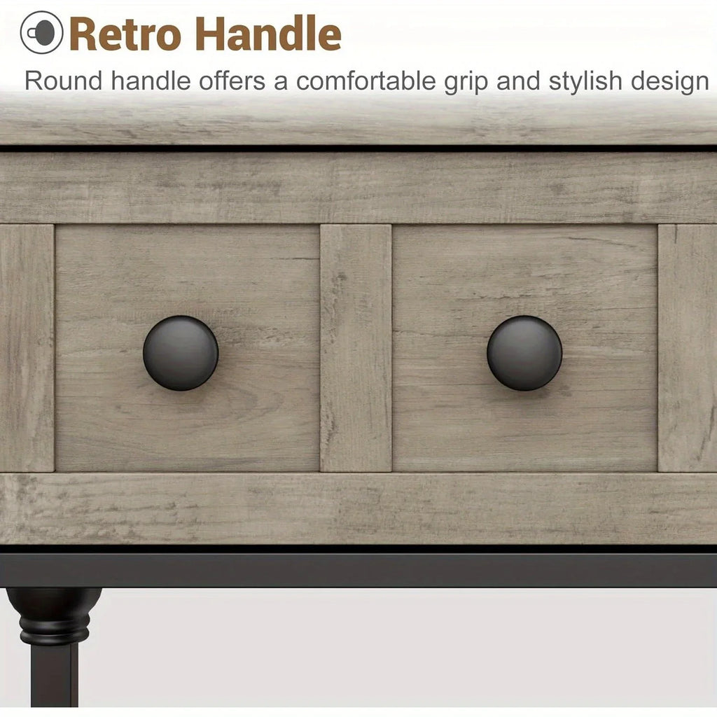 [Grey Wood Console Table] Grey 52'' Wood Accent Entryway Table Console Table with 3 Drawers and Storage Shelves for Living Room, Couch, Hallway, Foyer, Kitchen Counter House Of Avana