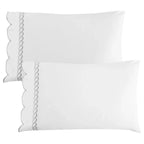 600 Thread Count Scallop Rope Embroidered Cotton Pillowcase Pair Mélange Home