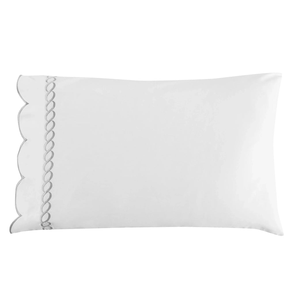 600 Thread Count Scallop Rope Embroidered Cotton Pillowcase Pair Mélange Home