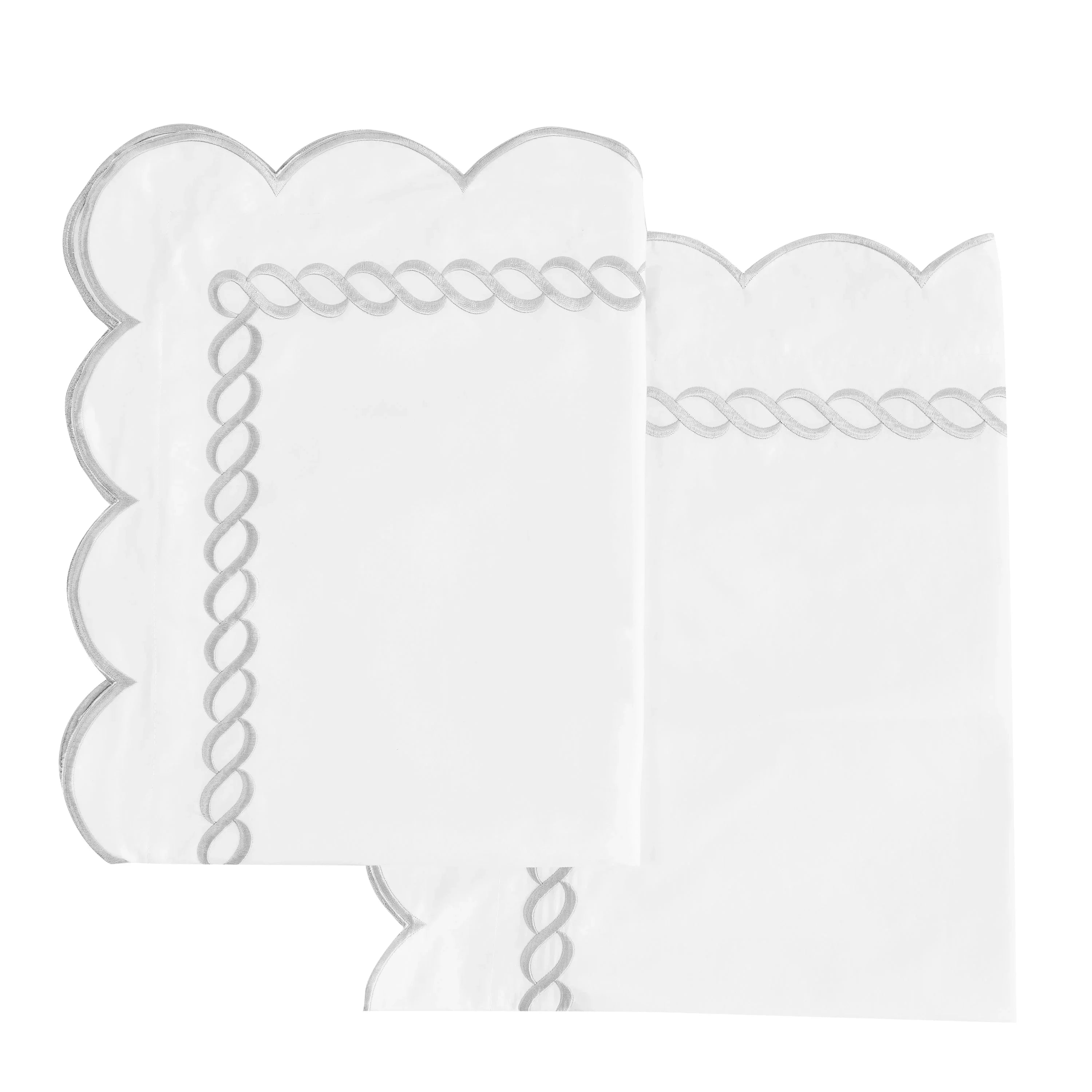 600 Thread Count Scallop Rope Embroidered Cotton Euro Sham Pair Mélange Home