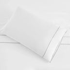 600 Thread Count Framed Sateen Embroidered Cotton Pillowcase Pair Mélange Home