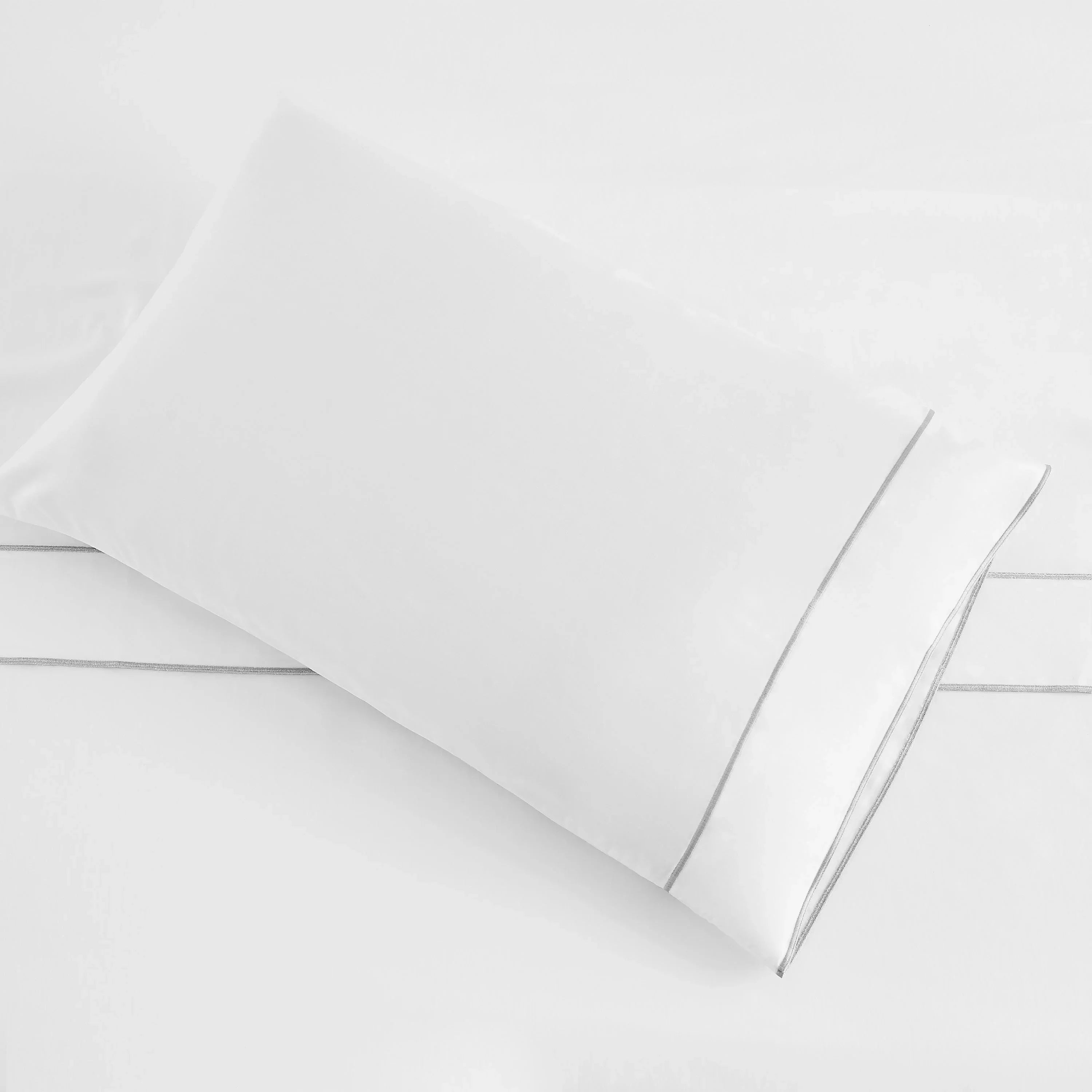 600 Thread Count Framed Sateen Embroidered Cotton Pillowcase Pair Mélange Home