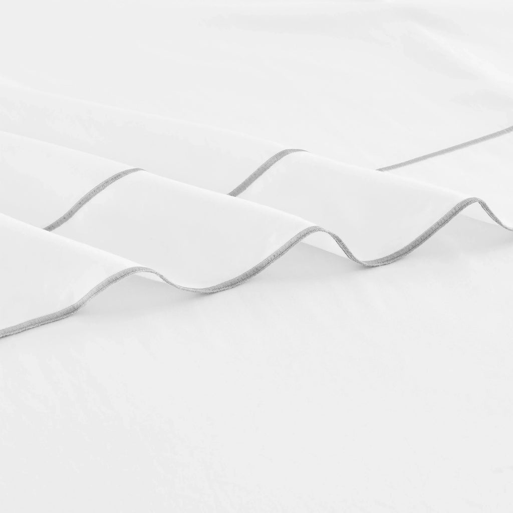 600 Thread Count Framed Sateen Embroidered Cotton Pillowcase Pair Mélange Home