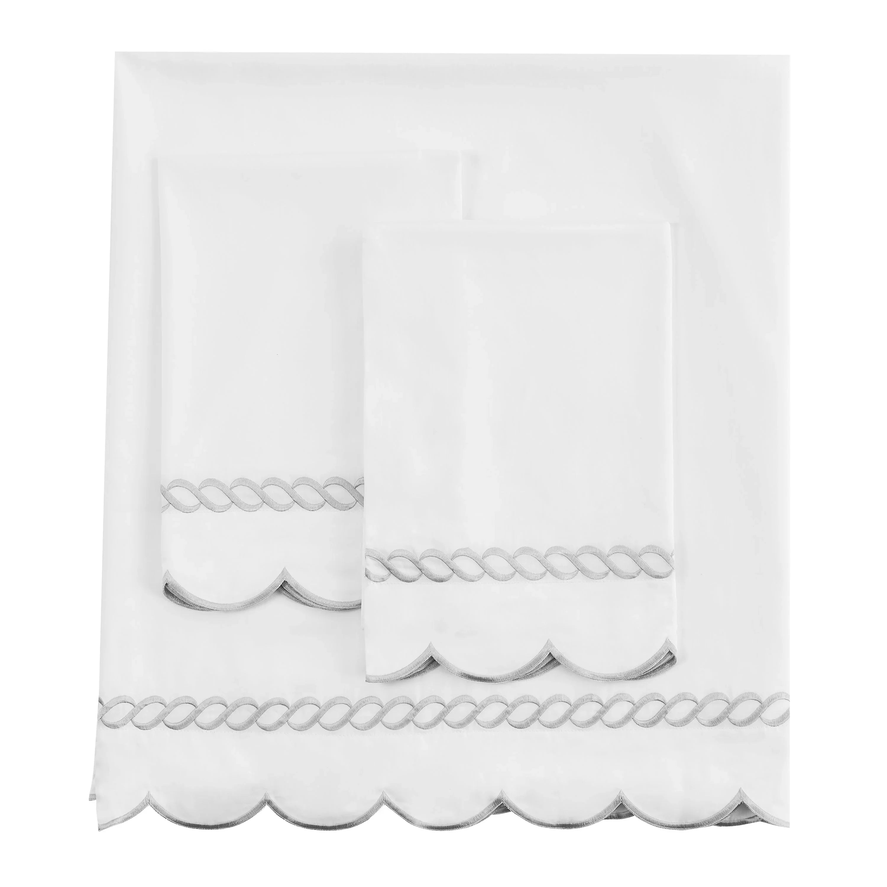 600 Thread Count Scallop Rope Embroidered Cotton Sheet Set Mélange Home