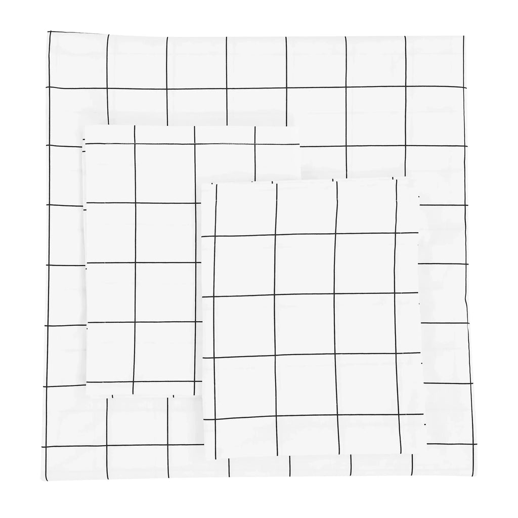 Grid Printed Cotton Percale Duvet Set Mélange Home