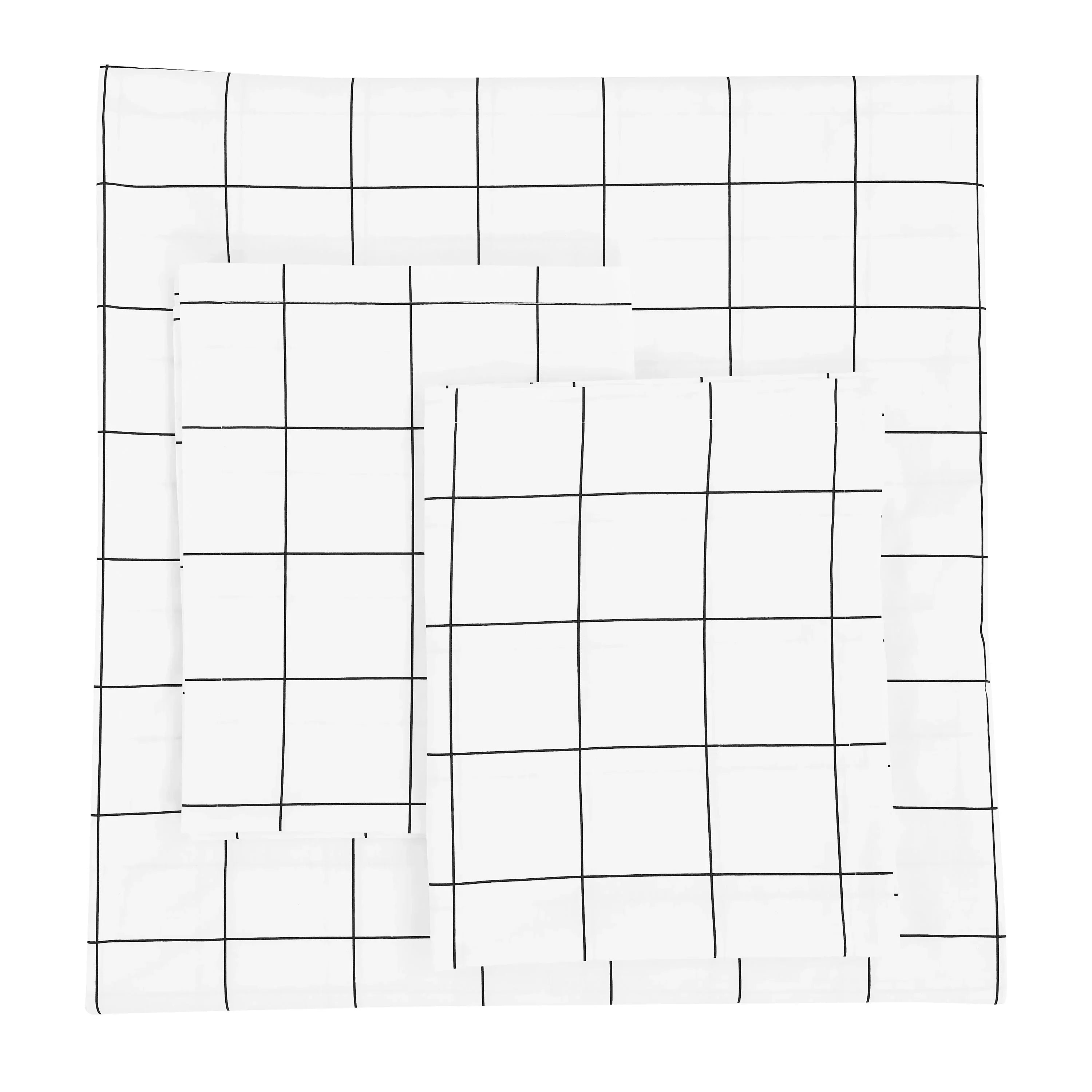 Grid Printed Cotton Percale Duvet Set Mélange Home