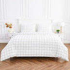 Grid Printed Cotton Percale Duvet Set Mélange Home
