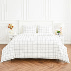 Grid Printed Cotton Percale Duvet Set Mélange Home