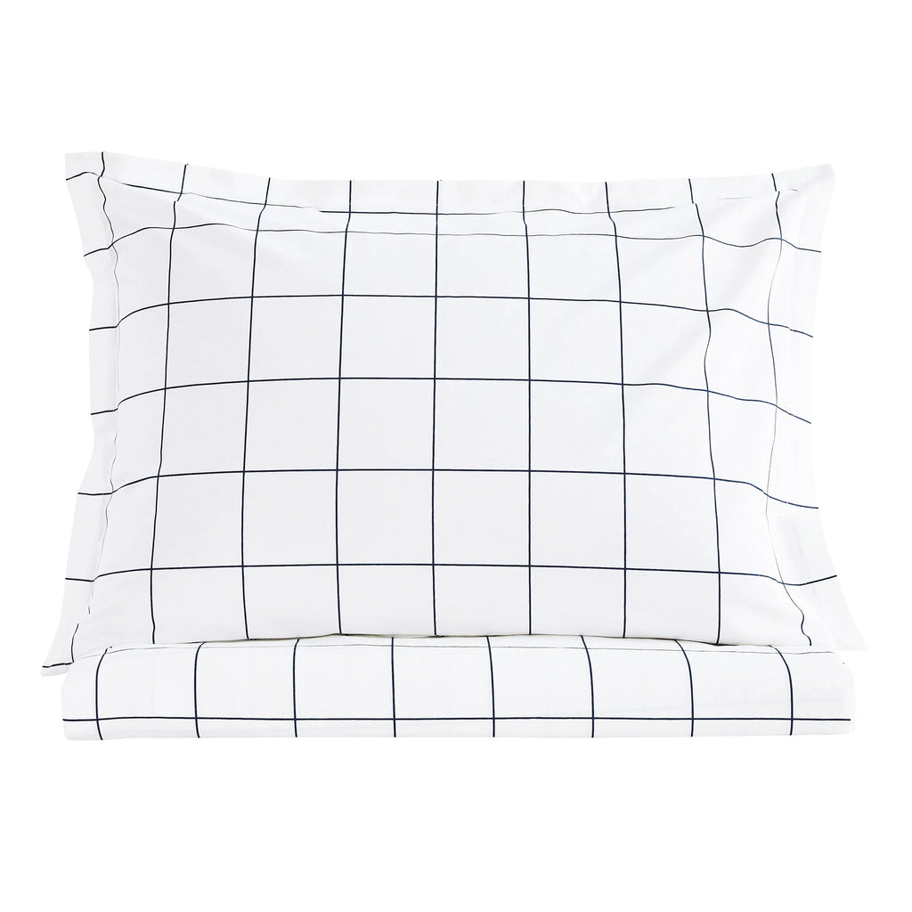 Grid Printed Cotton Percale Duvet Set Mélange Home