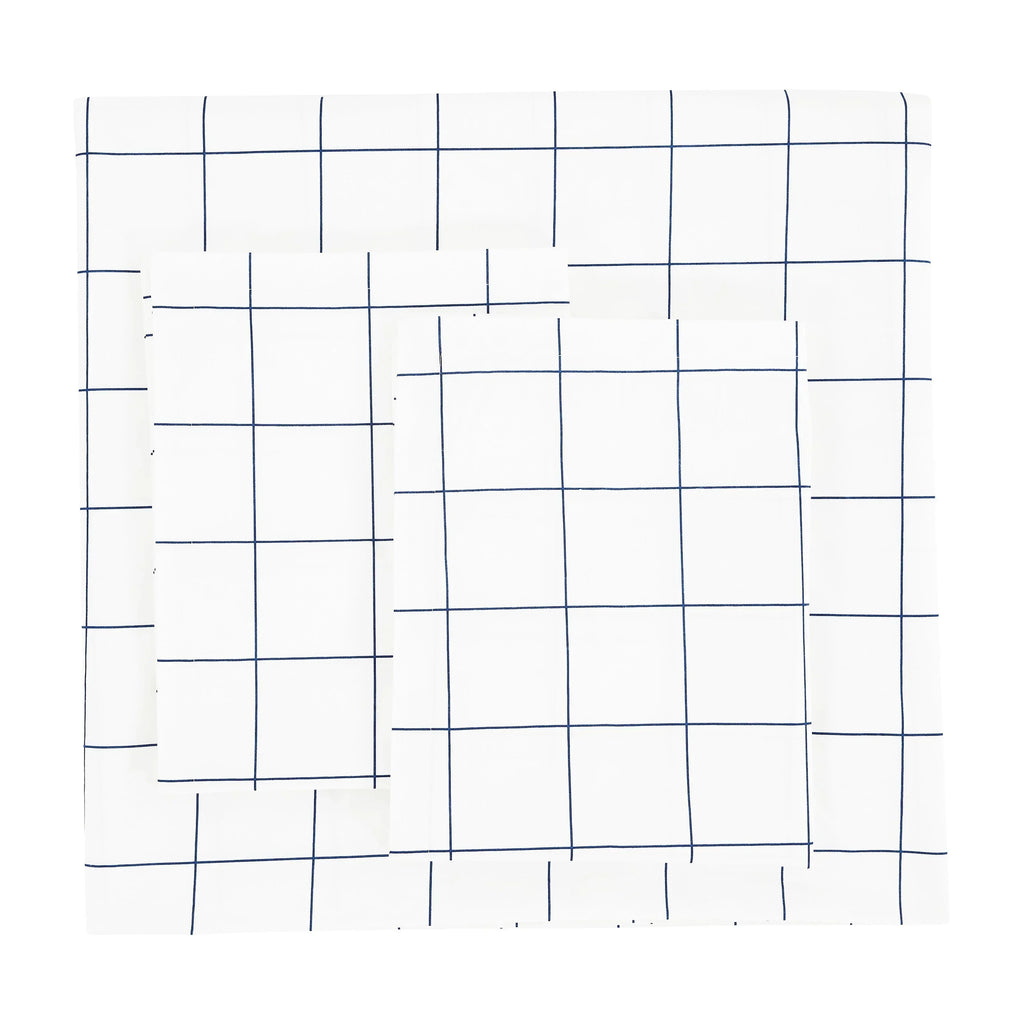 Grid Printed Cotton Percale Duvet Set Mélange Home