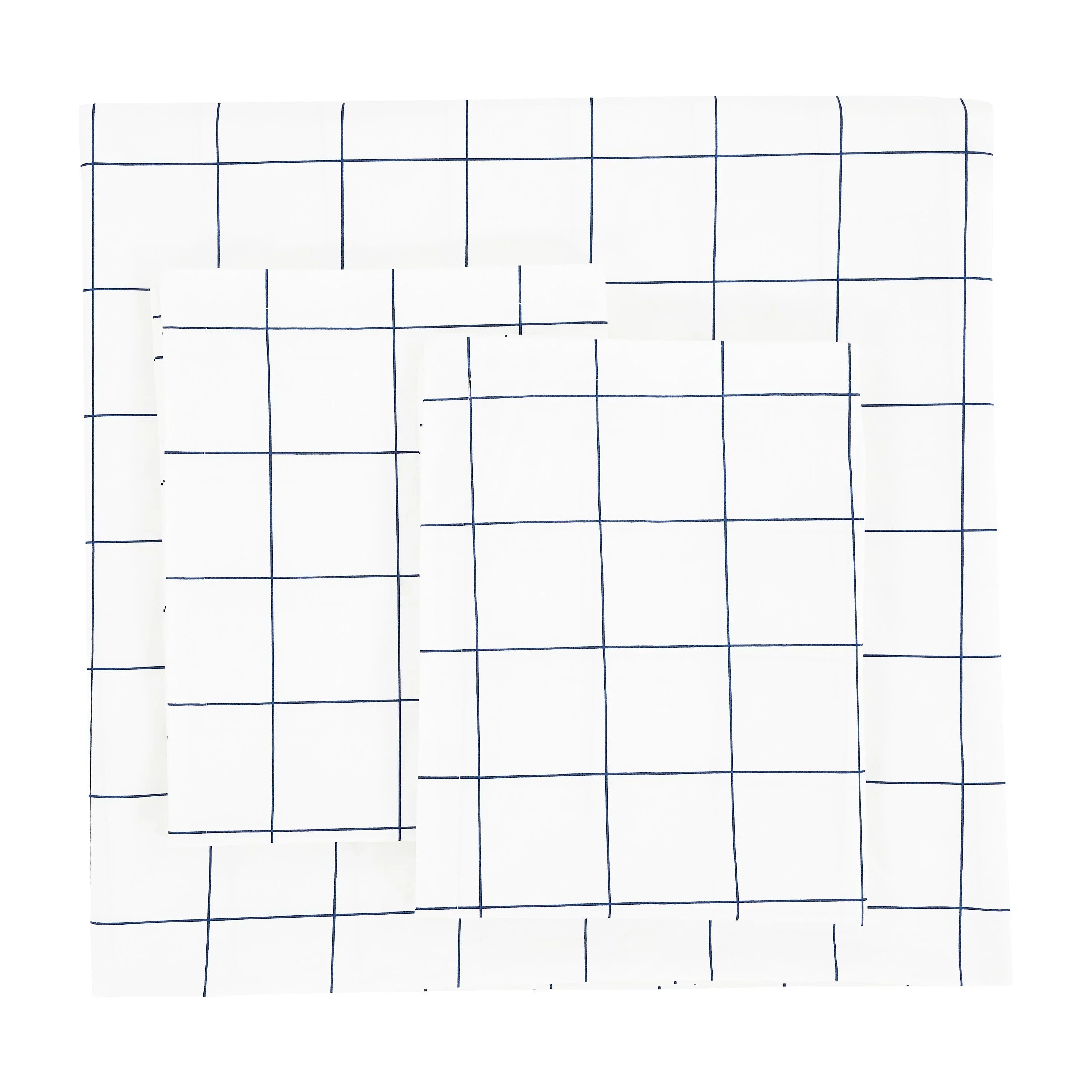 Grid Printed Cotton Percale Duvet Set Mélange Home