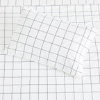 Grid Printed Cotton Percale Pillowcases Mélange Home
