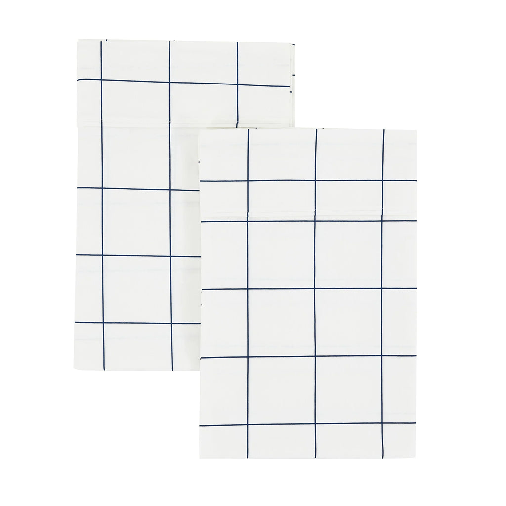 Grid Printed Cotton Percale Pillowcases Mélange Home