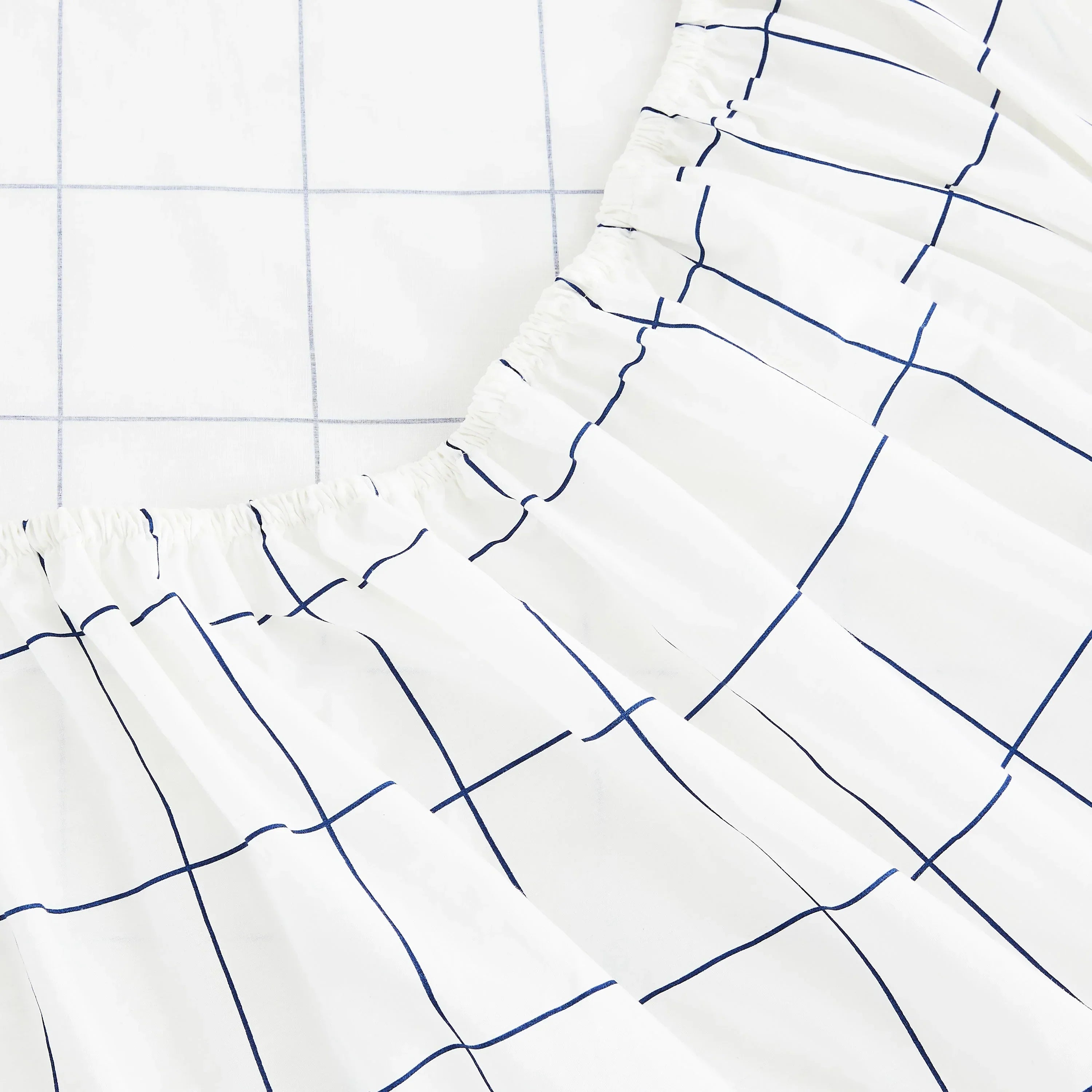 Grid Printed Cotton Percale Sheet Set Mélange Home