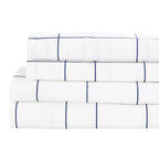 Grid Printed Cotton Percale Sheet Set Mélange Home