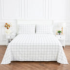 Grid Printed Cotton Percale Sheet Set Mélange Home