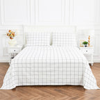 Grid Printed Cotton Percale Sheet Set Mélange Home