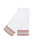 Guest Towels With Red Chain Borders, Set of 2