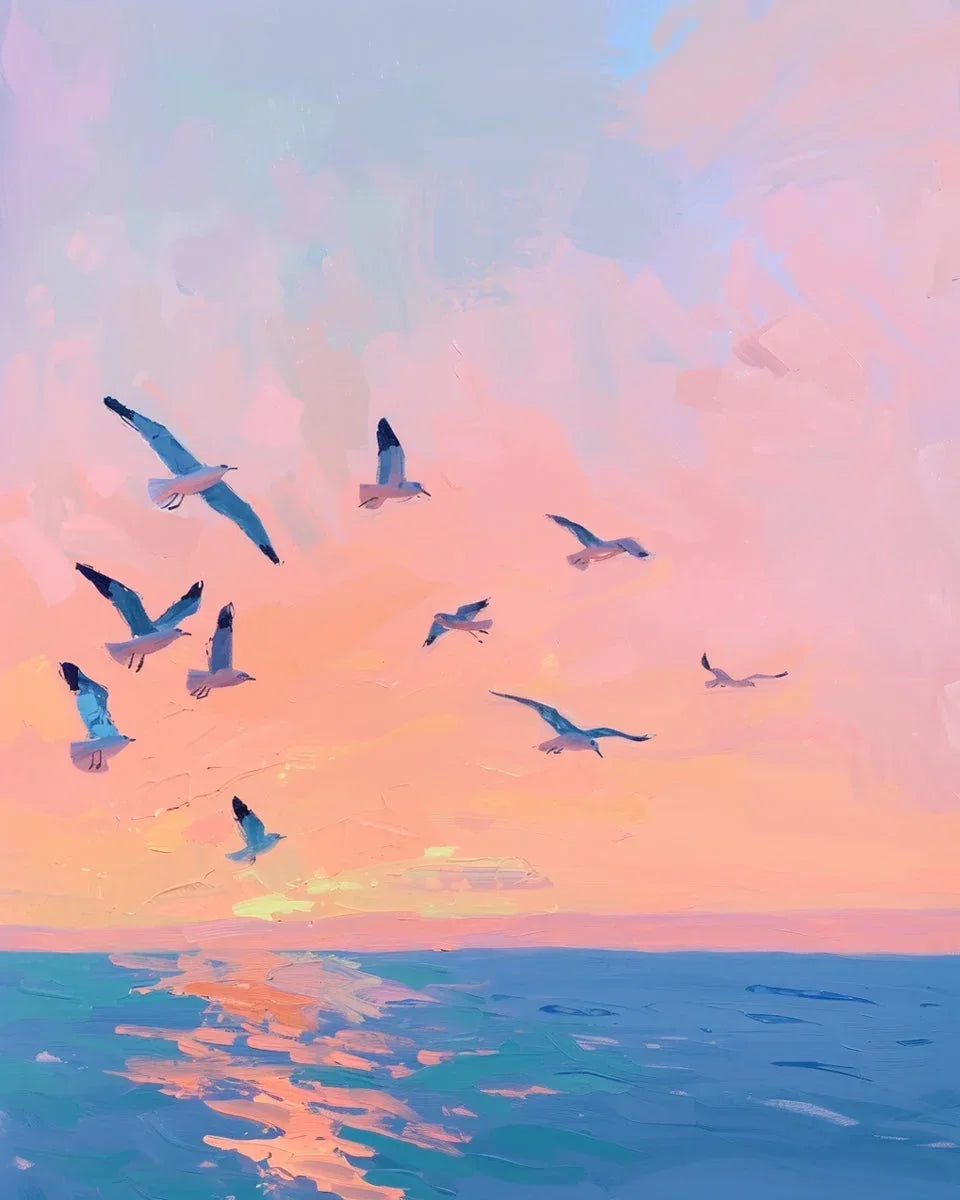 Gulls at Sunset – Fine Art Print, front view - House Of Avana