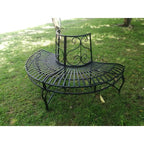 Half-Circle Outdoor Black Powder Coated Aluminum Tree Bench