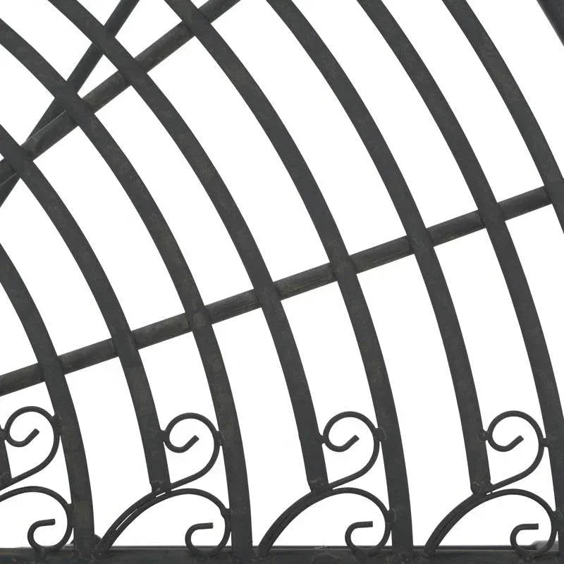 Half-Circle Outdoor Patio Garden Black Wrought Iron Tree Bench