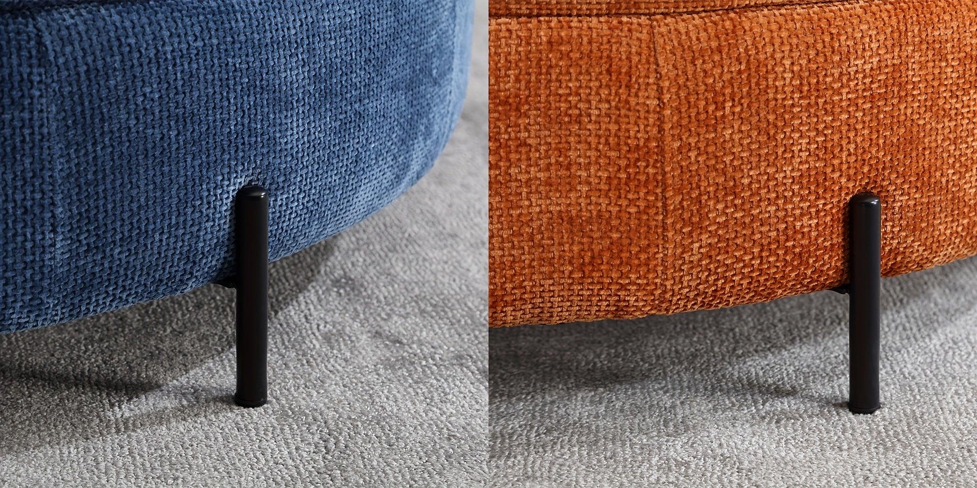 47.2"W Half Moon Storage Ottoman, Upholstered Storage Bench Reversible With Tray And Metal Legs For Living Room, Entryway House Of Avana