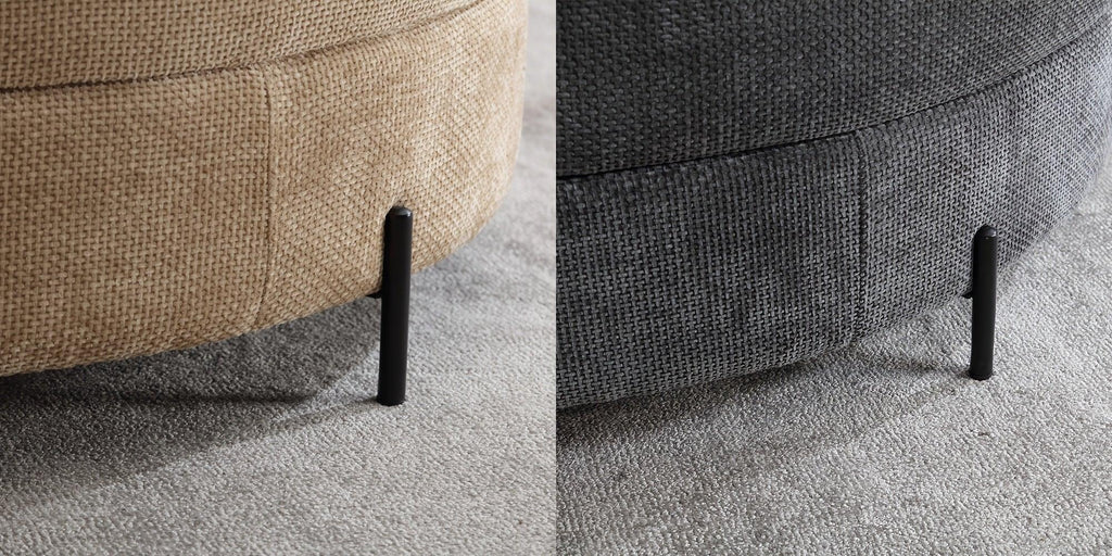 47.2"W Half Moon Storage Ottoman, Upholstered Storage Bench Reversible With Tray And Metal Legs For Living Room, Entryway House Of Avana