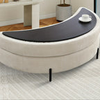 47.2"W Half Moon Storage Ottoman, Upholstered Storage Bench Reversible With Tray And Metal Legs For Living Room, Entryway House Of Avana
