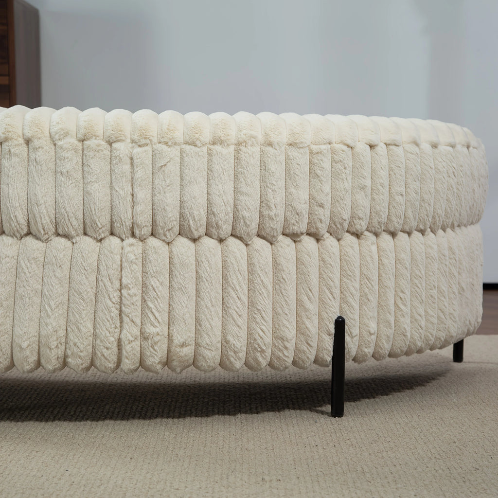 47.2"W Half Moon Storage Ottoman, Upholstered Storage Bench Reversible With Tray And Metal Legs For Living Room, Entryway House Of Avana