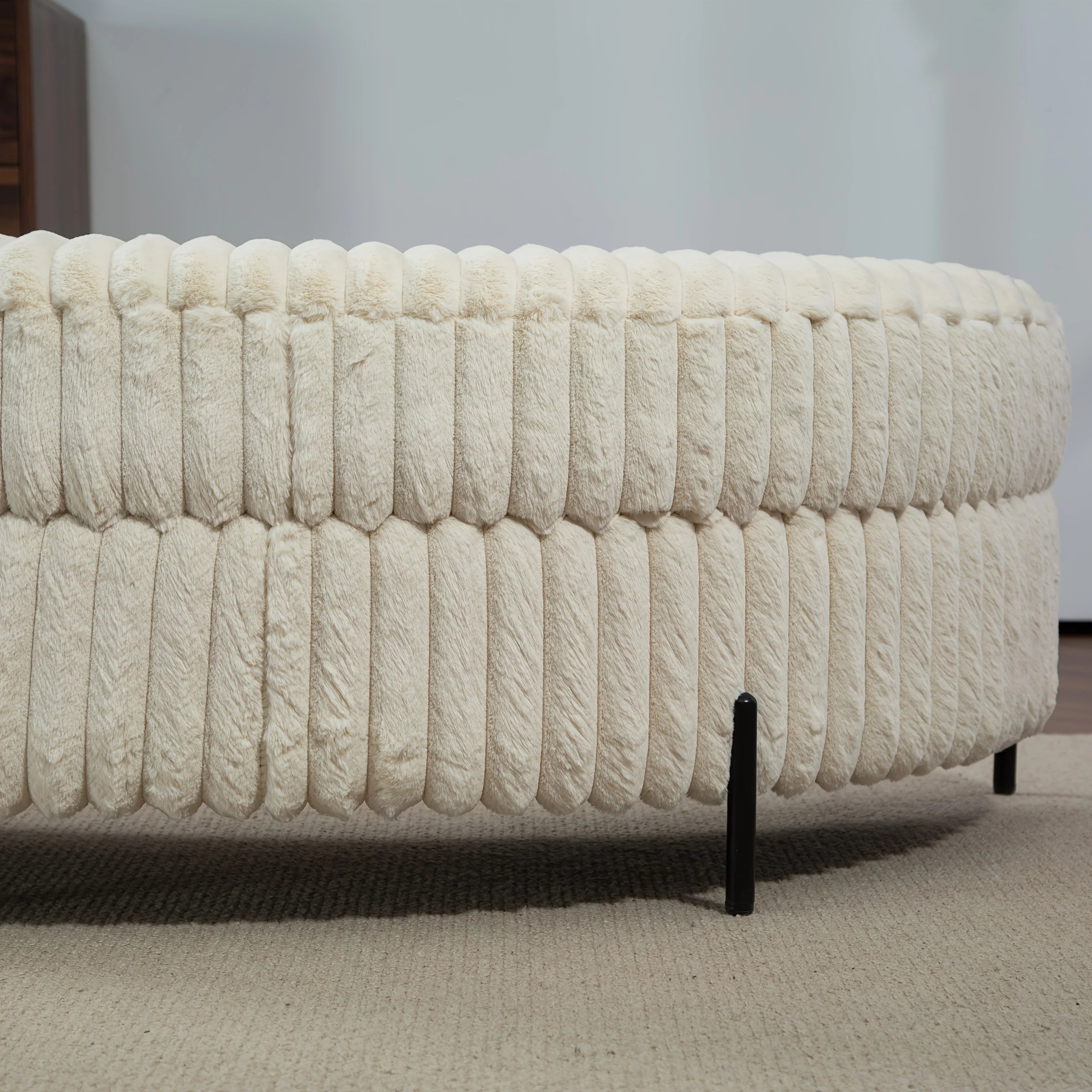 47.2"W Half Moon Storage Ottoman, Upholstered Storage Bench Reversible With Tray And Metal Legs For Living Room, Entryway House Of Avana