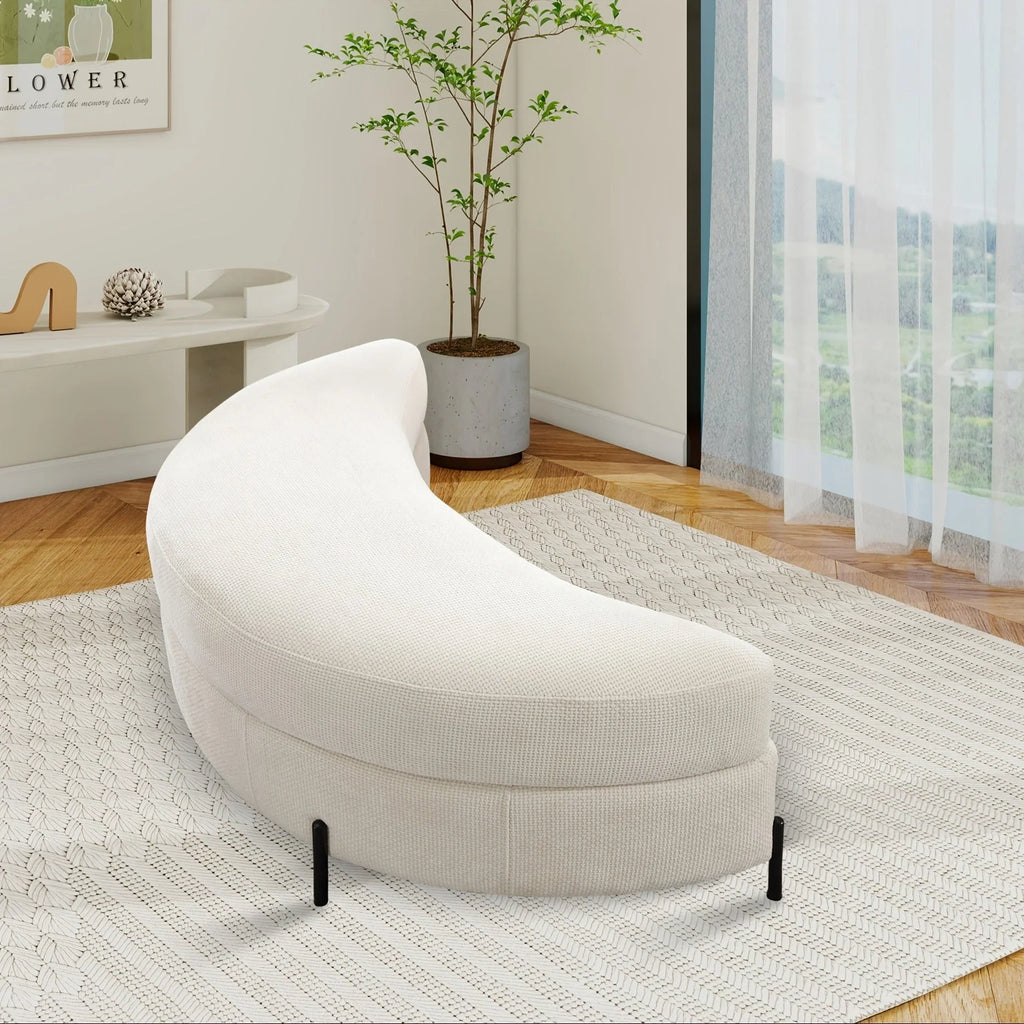 47.2"W Half Moon Storage Ottoman, Upholstered Storage Bench Reversible With Tray And Metal Legs For Living Room, Entryway House Of Avana