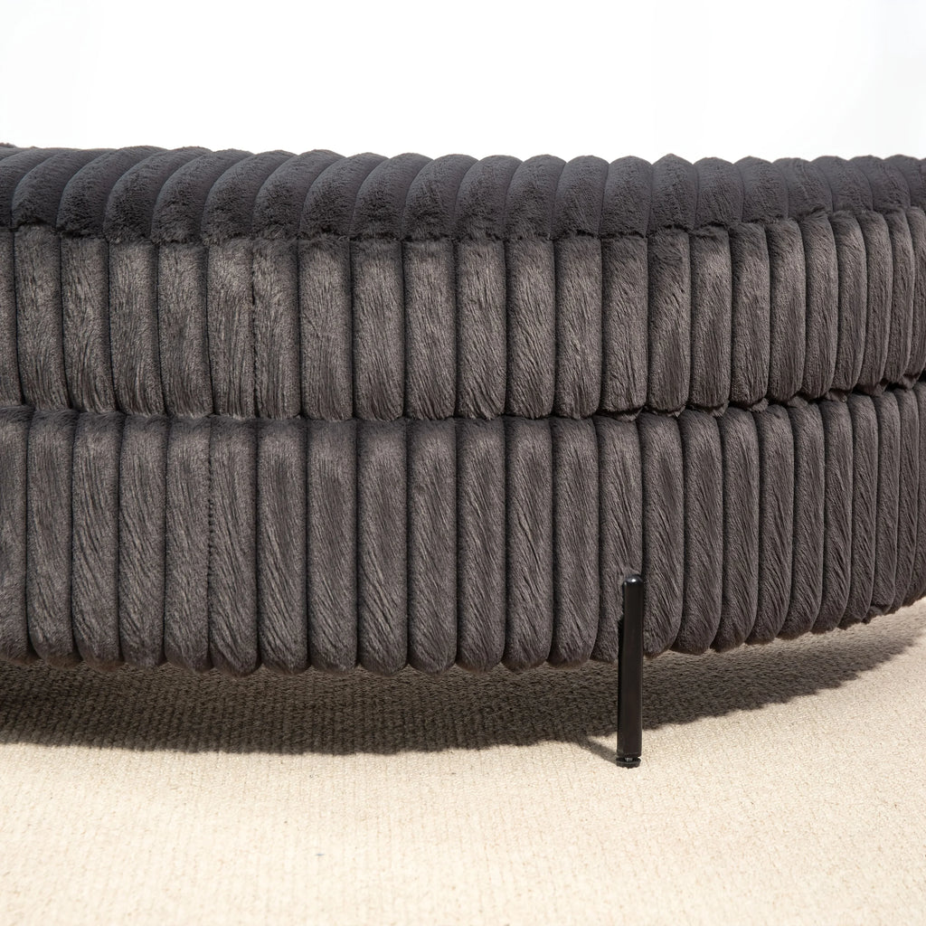 47.2"W Half Moon Storage Ottoman, Upholstered Storage Bench Reversible With Tray And Metal Legs For Living Room, Entryway House Of Avana